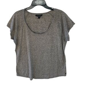 ROCK & REPUBLIC WOMENS GRAY SHORT SLEEVE T-SHIRT WITH SHIMMERING GLITTER SIZE XL